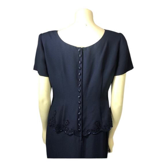 R & M Richard’s formal navy dress looks like a 2 piece with beading size 8 - Picture 7 of 12